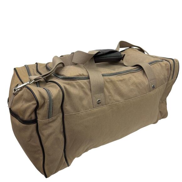 Calvin Klein Tan Canvas Travel Duffle Bag with Black Trim Gift With Purchase - Picture 3 of 13